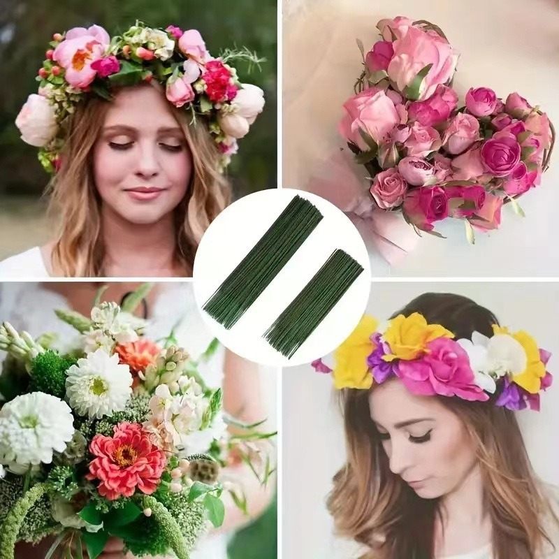 Wire Stem Florist - 100 ชิ้นดอกไม้ Stem, ประดิษฐ์ดอกไม้ Rod, สีเขียว