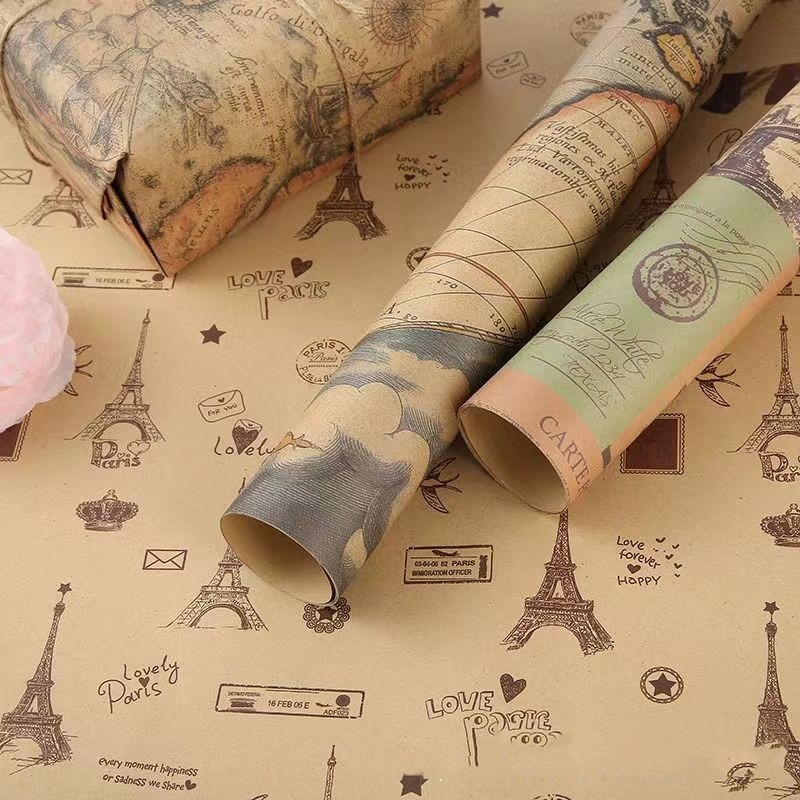 กระดาษห่อลายหนังสือพิมพ์วินเทจ - Flower Wrap Kraft บทวิจารณ์และราคา